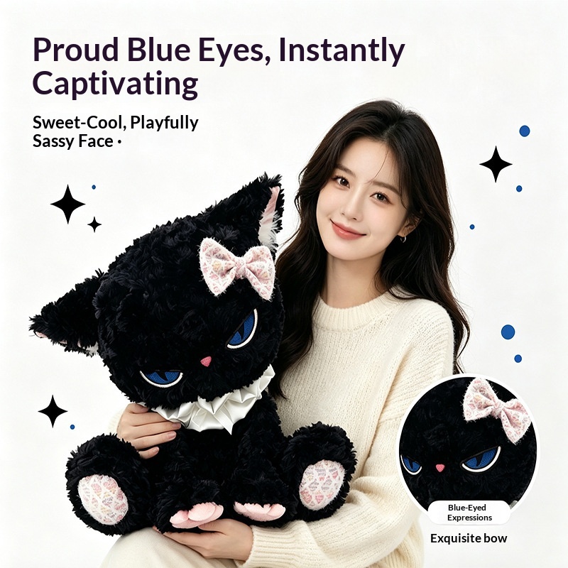 Cat Toys - Peluche de gato negro con ojos