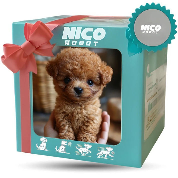 Interactive Squeaky Plush Dog Toy - Robot de Peluche Nico, Mascota Electrónica,